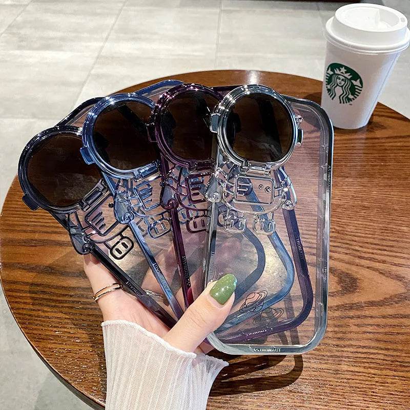 Glitter Astronaut Camera Stand Phone Case Invisible Lens Soft Cover - EX-STOCK Canada