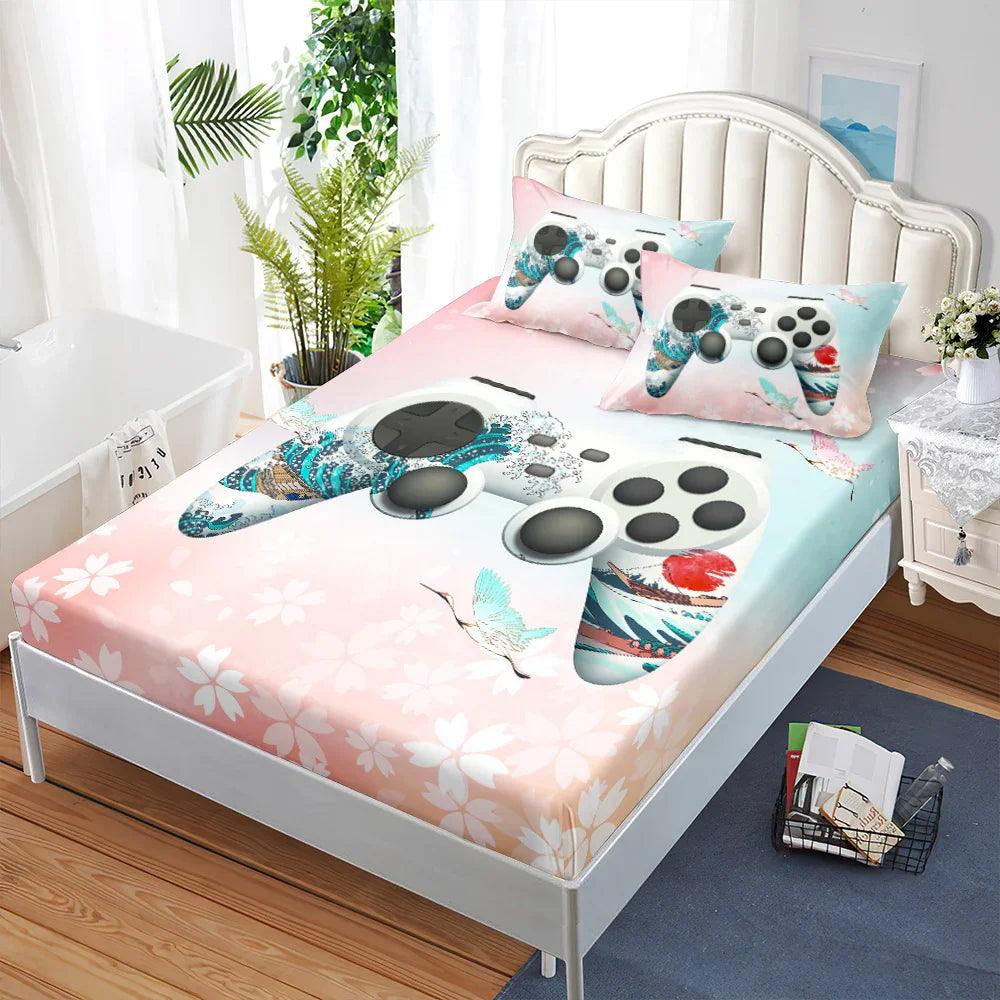 Fitted Sheet Duvet Cover Three-piece Gamepad Cool Mattress Cover EX-STOCK Canada
