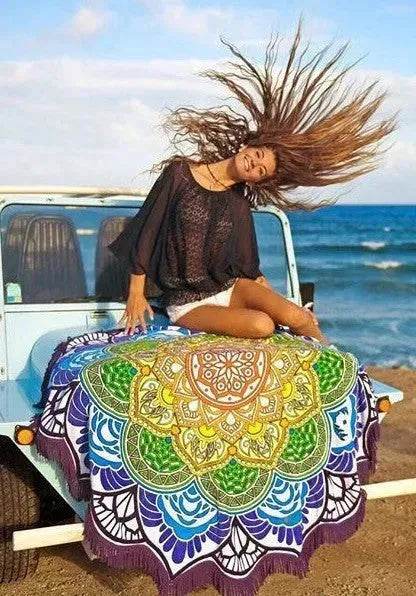 Tassel Fringe Beach Large Round Towel Fringe Beach Mat - EX-STOCK Canada
