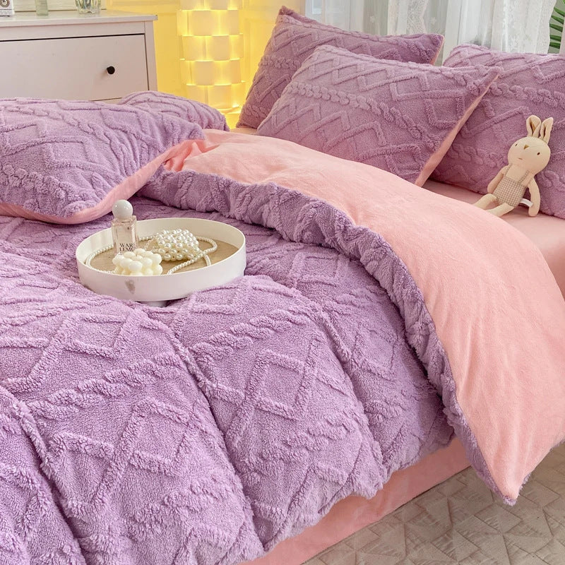 Winter Thickened Tailian Milk Fiber Soft Thermal Duvet Cover Sheets EX-STOCK Canada