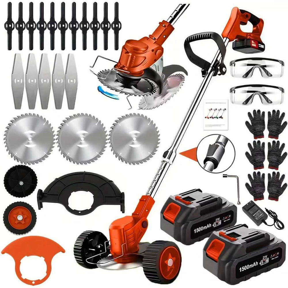21V Electric Weed Eater With Wheels,Cordless Battery Weed Wacker With Charger, 2Batteries,3 In 1 Brush Cutter String Trimmer Grass Trimmer Lawn Mower,Edger For Garden And Yard Lawn,dealsforyoudays EX-STOCK Canada