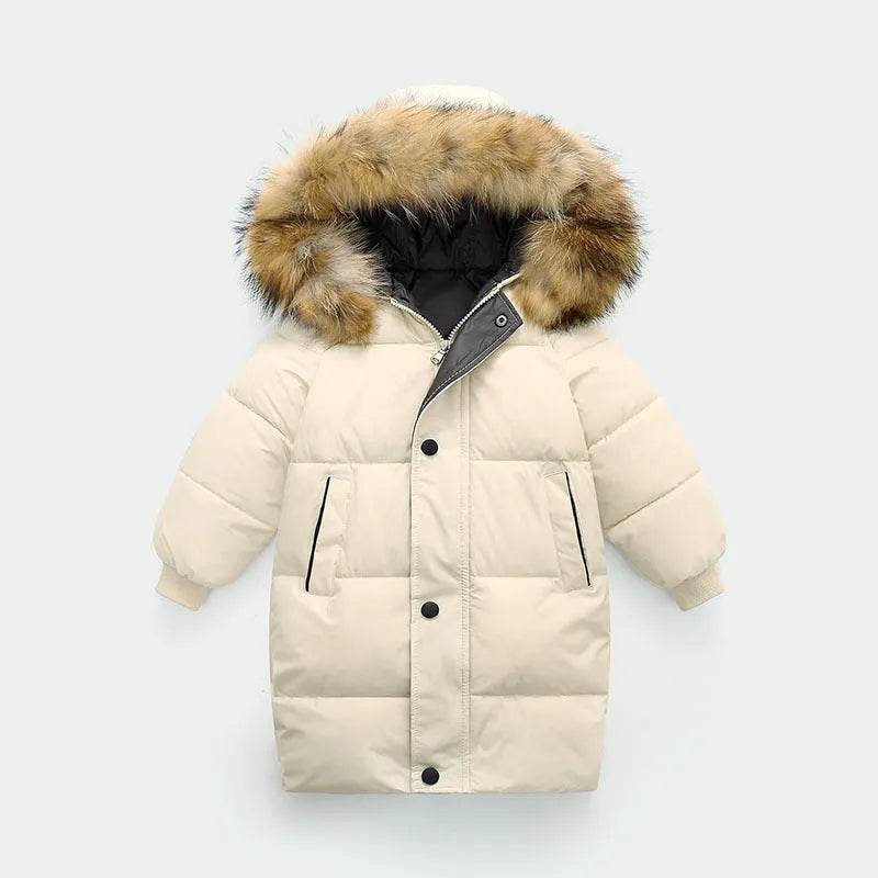 Big Fur Collar Mid-length Medium And Large Children's Clothing Thick Winter Wear Coat - EX-STOCK Canada