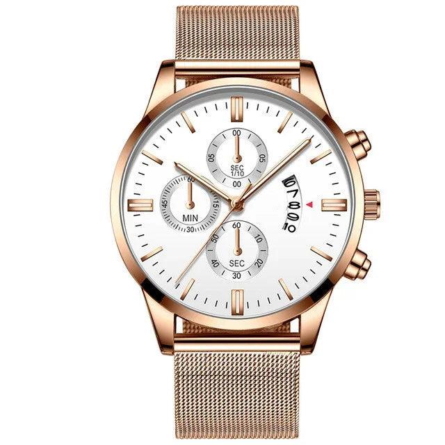 Mens Business Luxury Watches For Men Mesh Band Quartz Watch EX-STOCK Canada