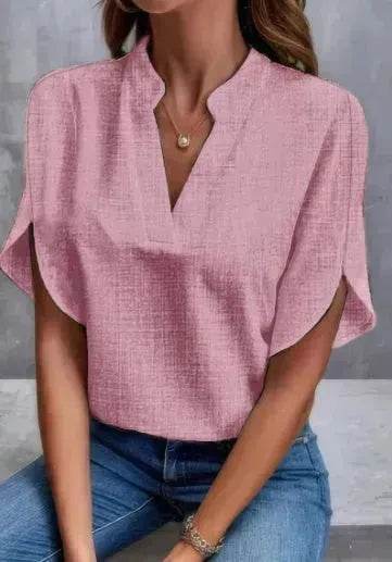 Summer Short-sleeved Chiffon Shirt New V-neck blouse Women's Casual Versatile Clothing Evening Tops for Women - EX-STOCK Canada