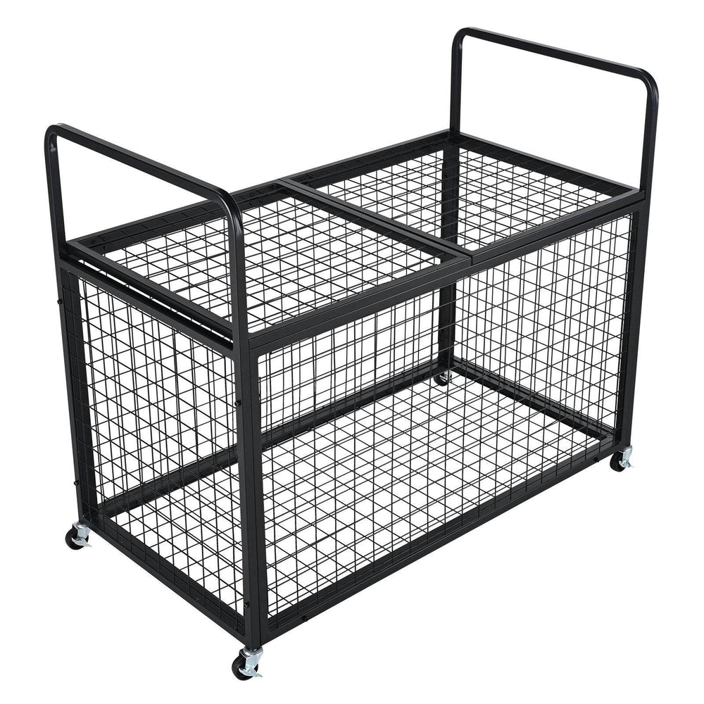 Rolling Sports Ball Storage Cart, Lockable Basketball Cage With Double Lids, Sport Equipment Holder Organizer For Indoor Outdoor, Steel Storage Rack For Garages, Playgroup, Gym And Schools - EX-STOCK Canada