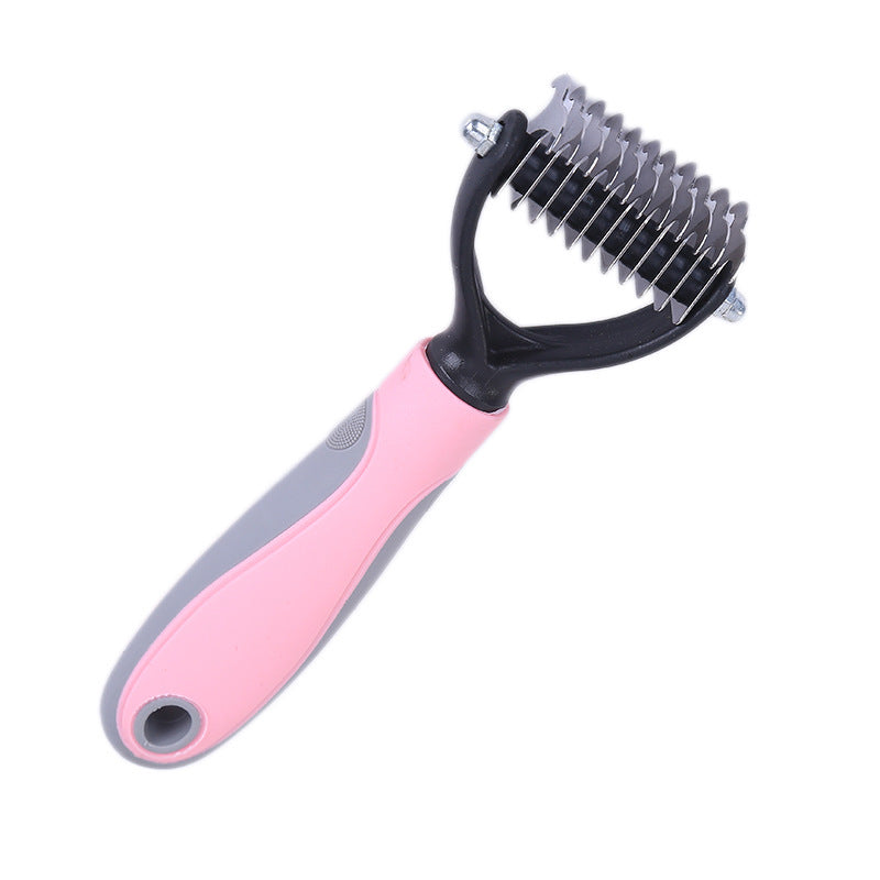 Pet Dematting Comb – Stainless Steel Knot Remover for Dogs & Cats | Pink