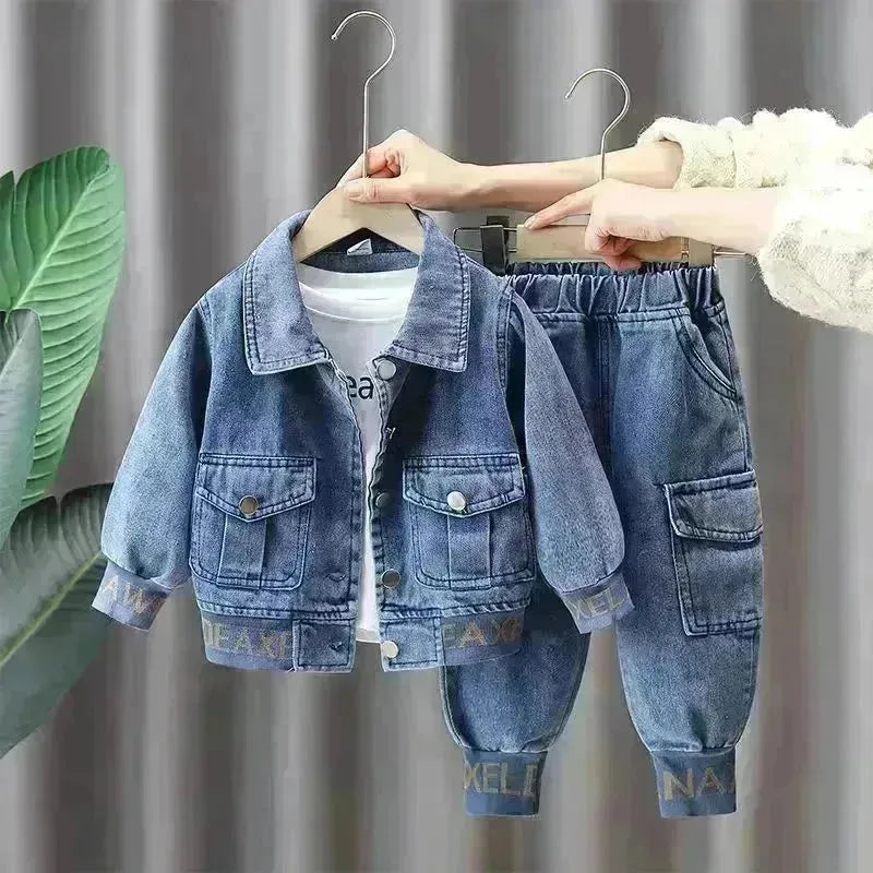 Denim in denim primaverile unisex neutro Denim in stile Western in stile Western Two pezzi per ragazzi e ragazze