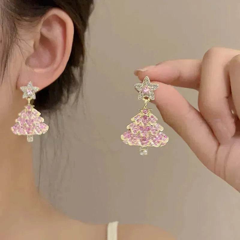 Micro-inlaid Christmas Tree Earrings Female Design Fashion - EX-STOCK Canada