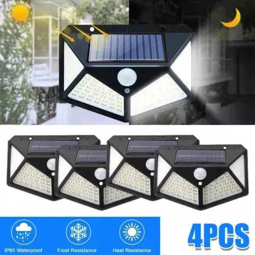 4X Solar Power PIR Motion Sensor Wall Lights LED Outdoor Garden Security Lamp - EX-STOCK CANADA
