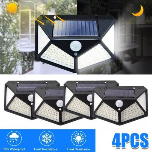 4X Solar Power PIR Motion Sensor Wall Lights LED Outdoor Garden Security Lamp - EX-STOCK Canada