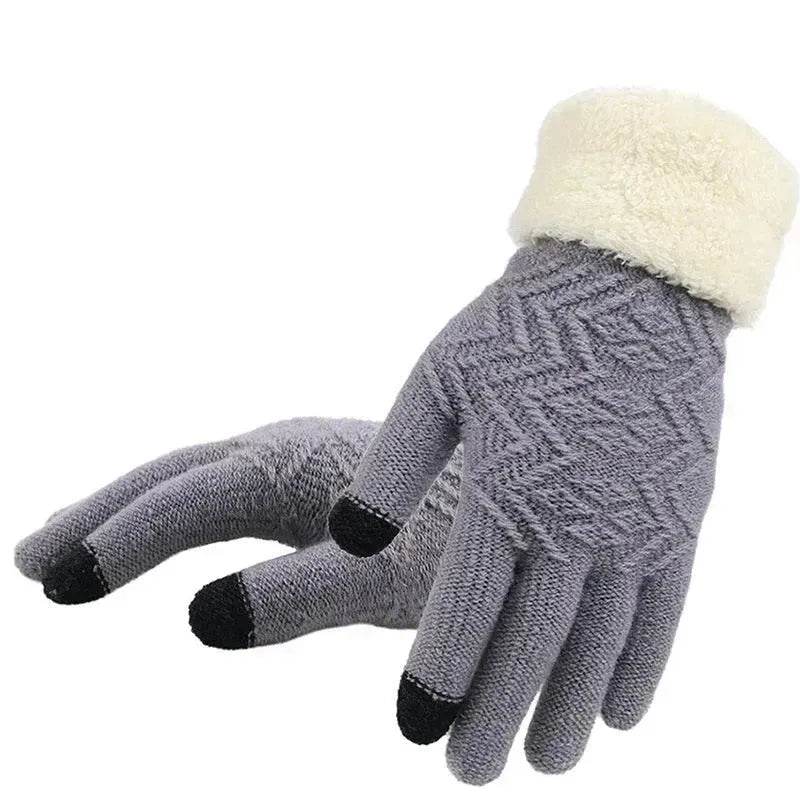 Winter knitted Woolen gloves Unisex thermal gloves faux fur gloves - EX-STOCK Canada