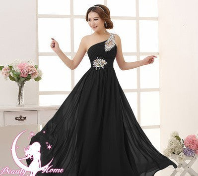 Evening dress one-shoulder dinner banquet long banquet EX-STOCK Canada