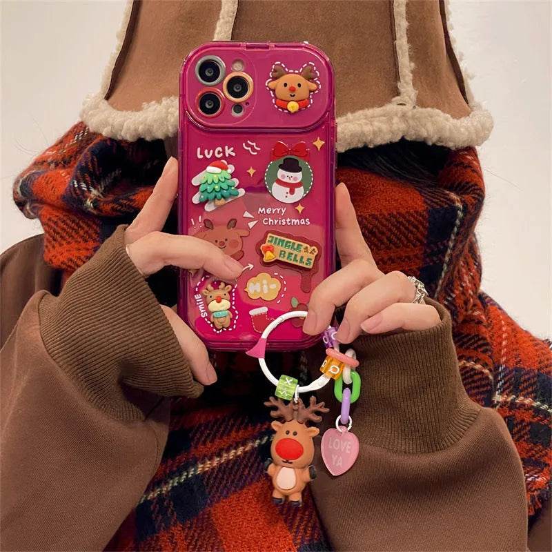 Christmas -Themed Silicone iphone Protective case with pendant girls - EX-STOCK Canada