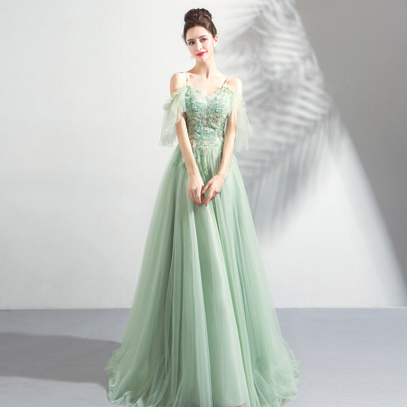 Off-the-shoulder Mint Green Bridal Wedding Dinner Annual Party Dress EX-STOCK Canada