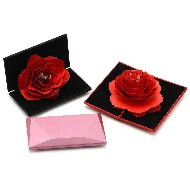 3D Love Box Heart-shaped Rose Flower Rotating Ring Box Valentines Day Gift - EX-STOCK Canada