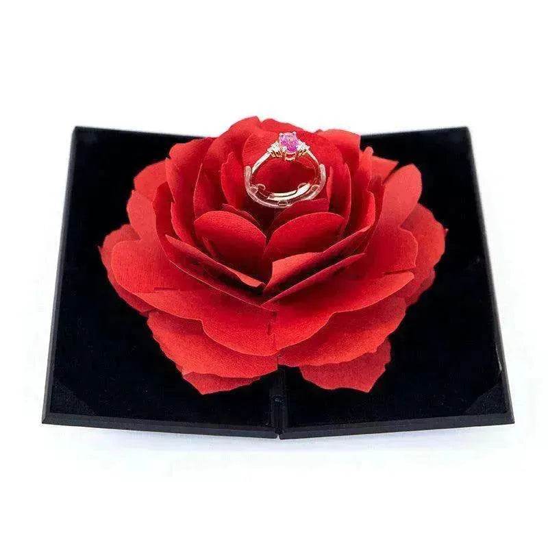 3D Love Box Heart-shaped Rose Flower Rotating Ring Box Valentines Day Gift - EX-STOCK Canada