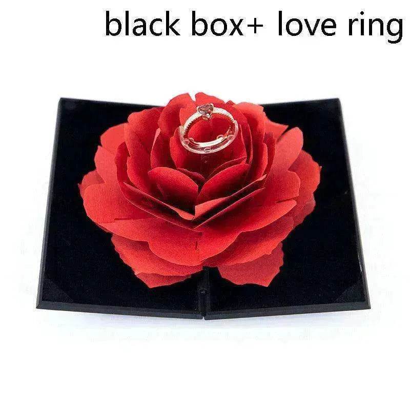 3D Love Box Heart-shaped Rose Flower Rotating Ring Box Valentines Day Gift - EX-STOCK Canada