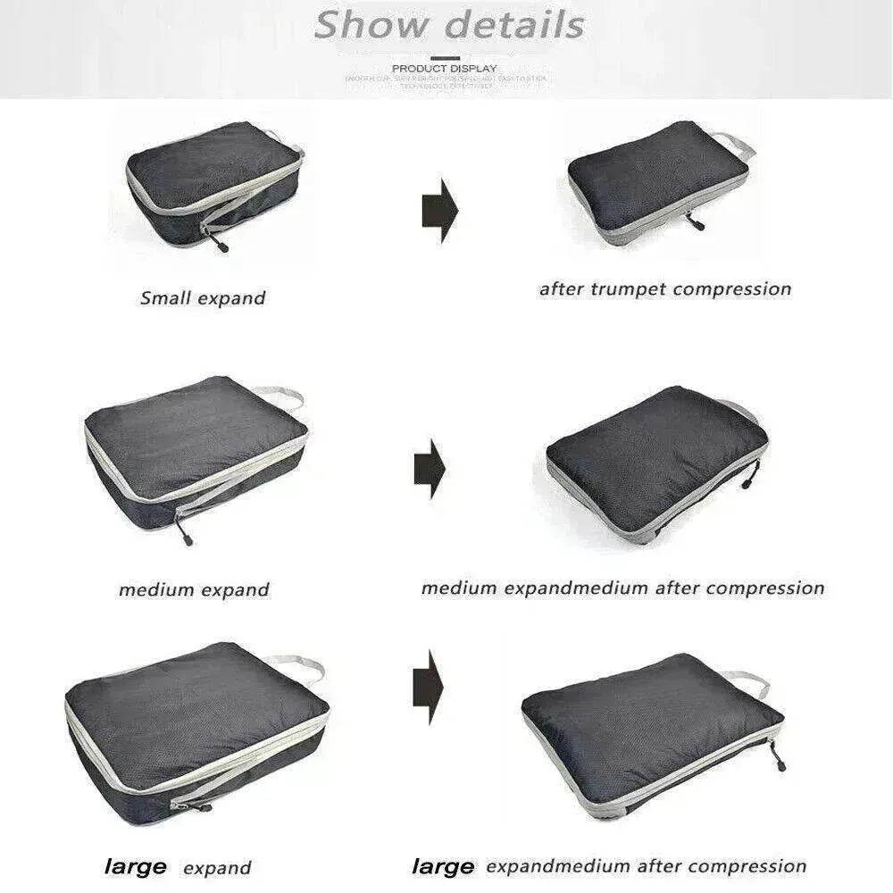 3Pcs Comp. Packing Cubes Expandable Travel Bags Organizer - Random Color - EX-STOCK Canada