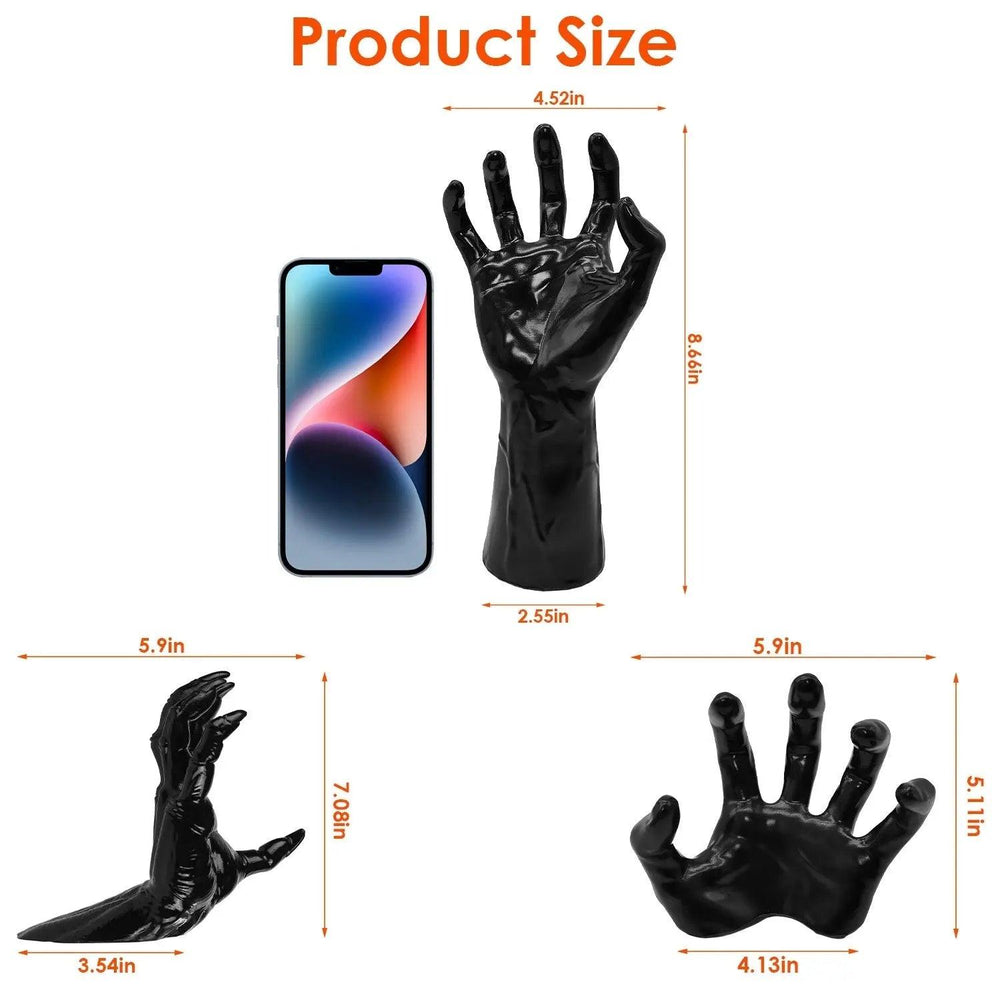 3Pcs Creepy Reaching Hands With Lighted Candles Wall Mounted Halloween Decoration Witch Devil Hand Aesthetic Goth Gothic Life Sized Horror Hands Hanging Sculpture - EX-STOCK Canada