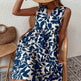 Bohemian Dresses Summer Beach Fashion Loose V-neck Pleated Print Sleeveless Dress For Women - EX-STOCK Canada