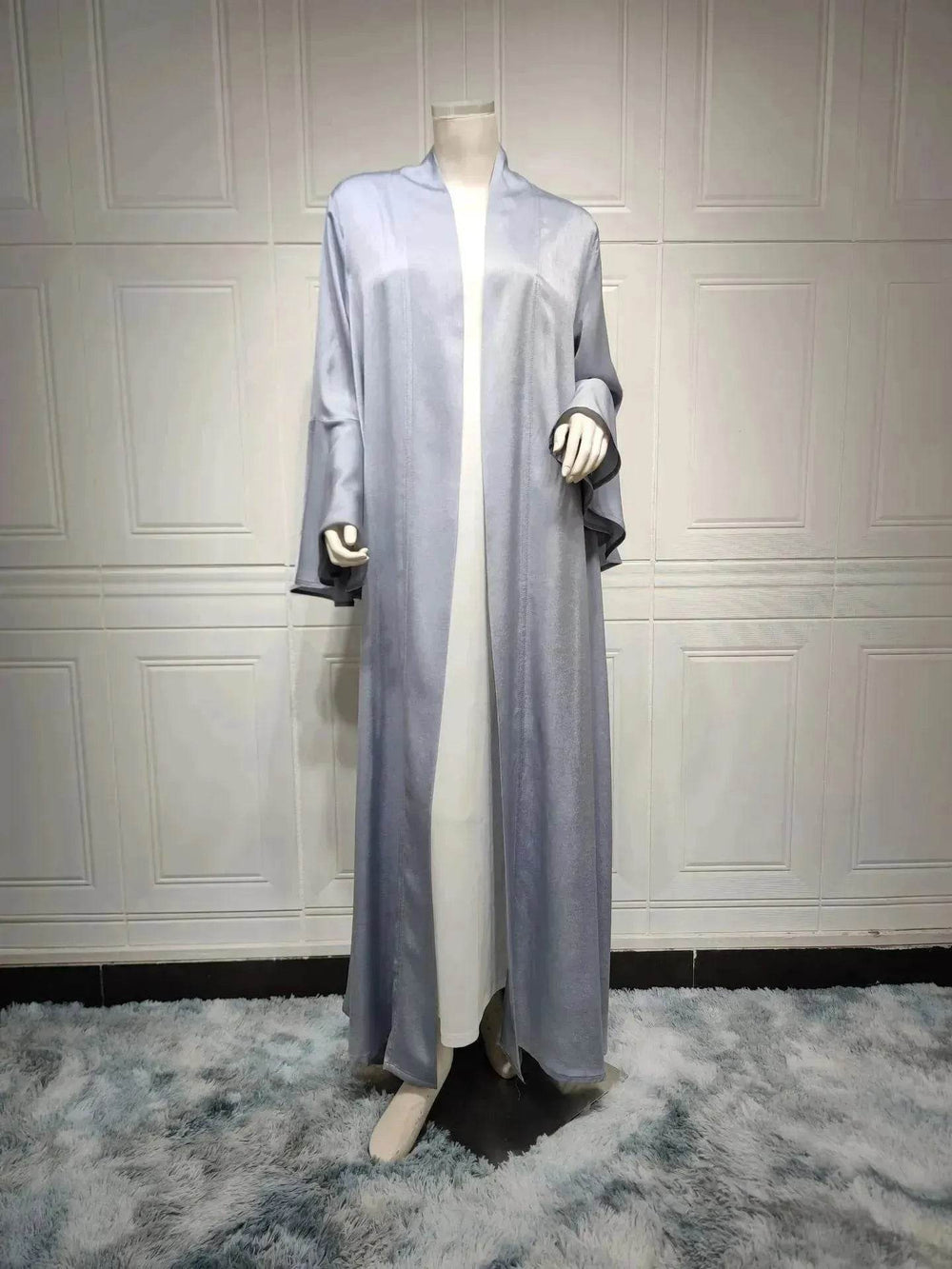 Abaya two piece set Elegant Satin Plain Color Abaya Kimono Open front Abaya Dubai Abaya wear for Middle East Women - EX-STOCK Canada