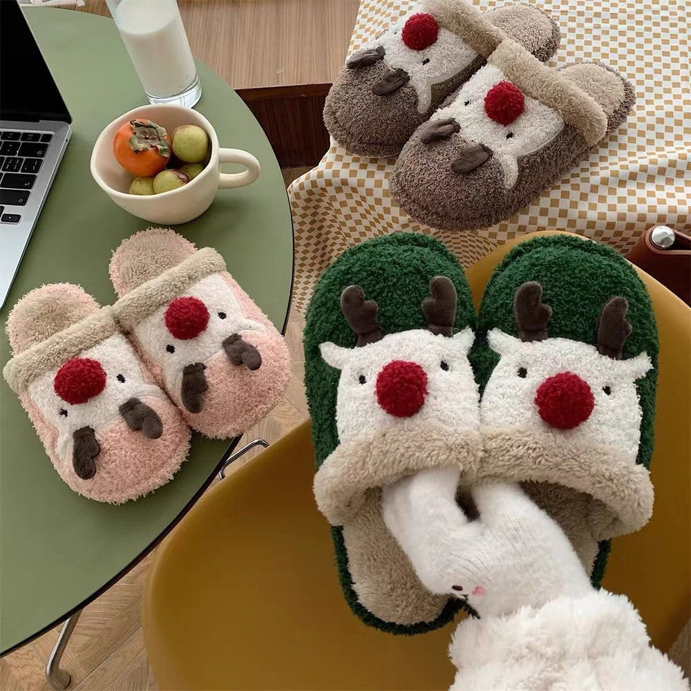 Fashion Non-slip Warm Christmas Elk Plush Shoes EX-STOCK Canada