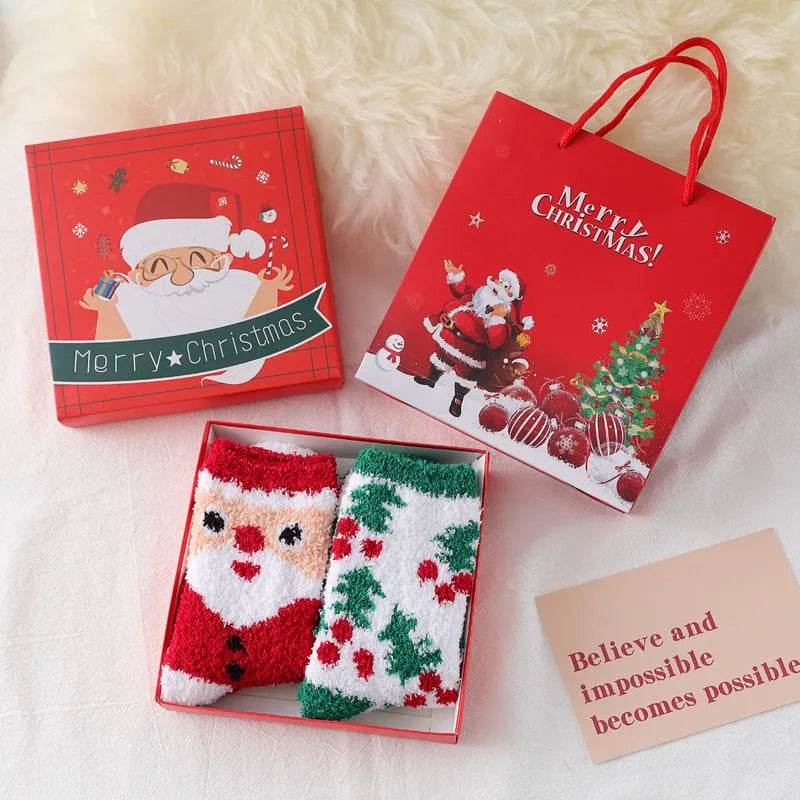 Fashion Simple Coral Fleece Christmas Stockings Gift Box - EX-STOCK Canada