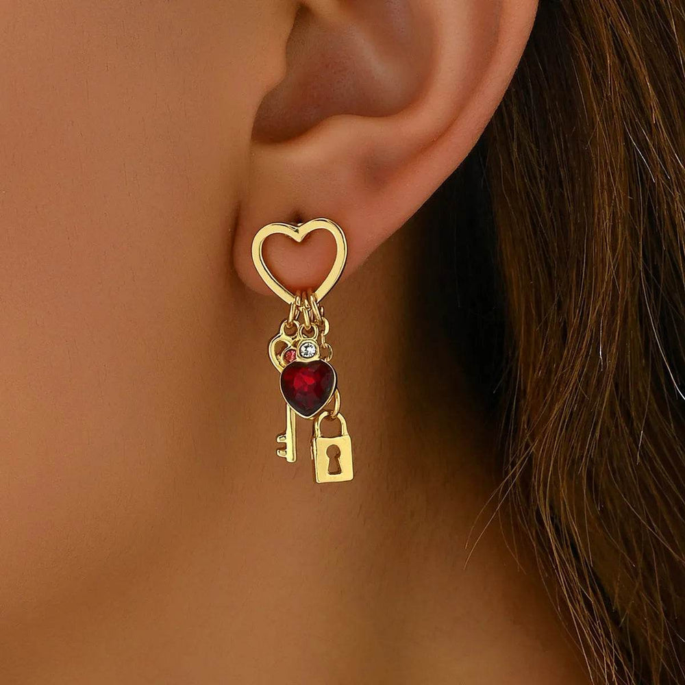 Simple Love Female Diamond Lock-shaped Special-interest Earrings - EX-STOCK Canada