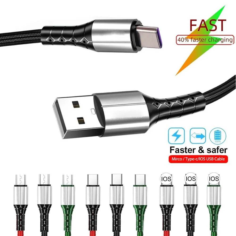 Nylon Braided Mobile Phone Fast Charging Cable - EX-STOCK Canada