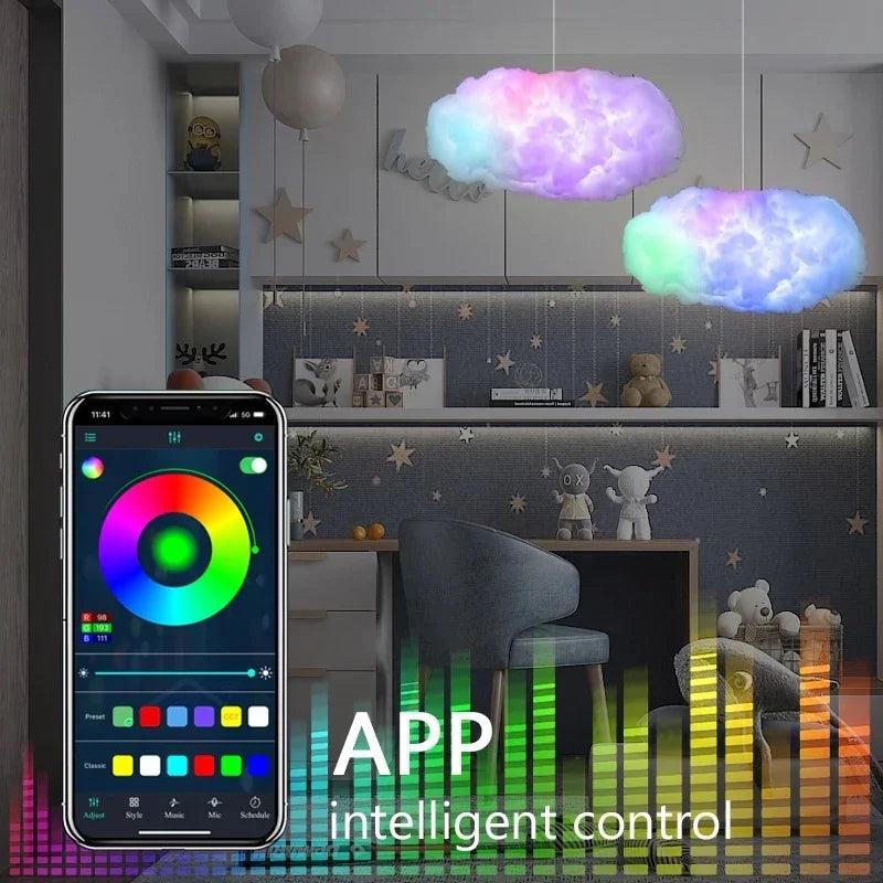 USB Cloud Light APP Control Music Synchronization 3D RGBIC Ambient Light Lightning Simulation Clouds Bedroom Room Light EX-STOCK Canada
