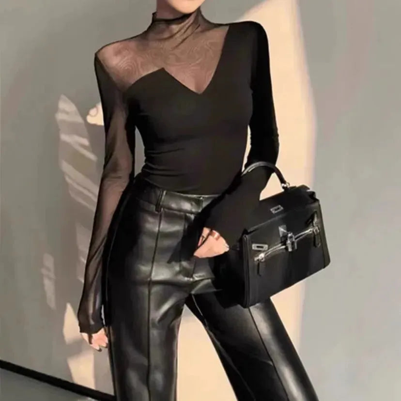 Fashion Chic Slim fit High neck bodycon top for women - EX-STOCK CANADA