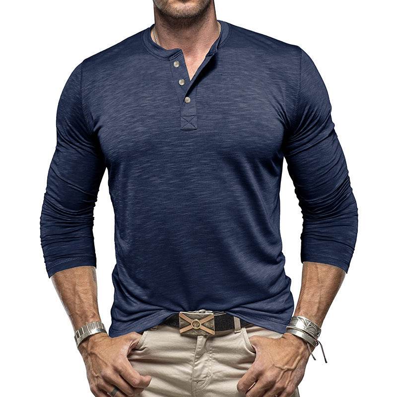Men's Long-sleeved Henry Collar T-shirt - EX-STOCK Canada