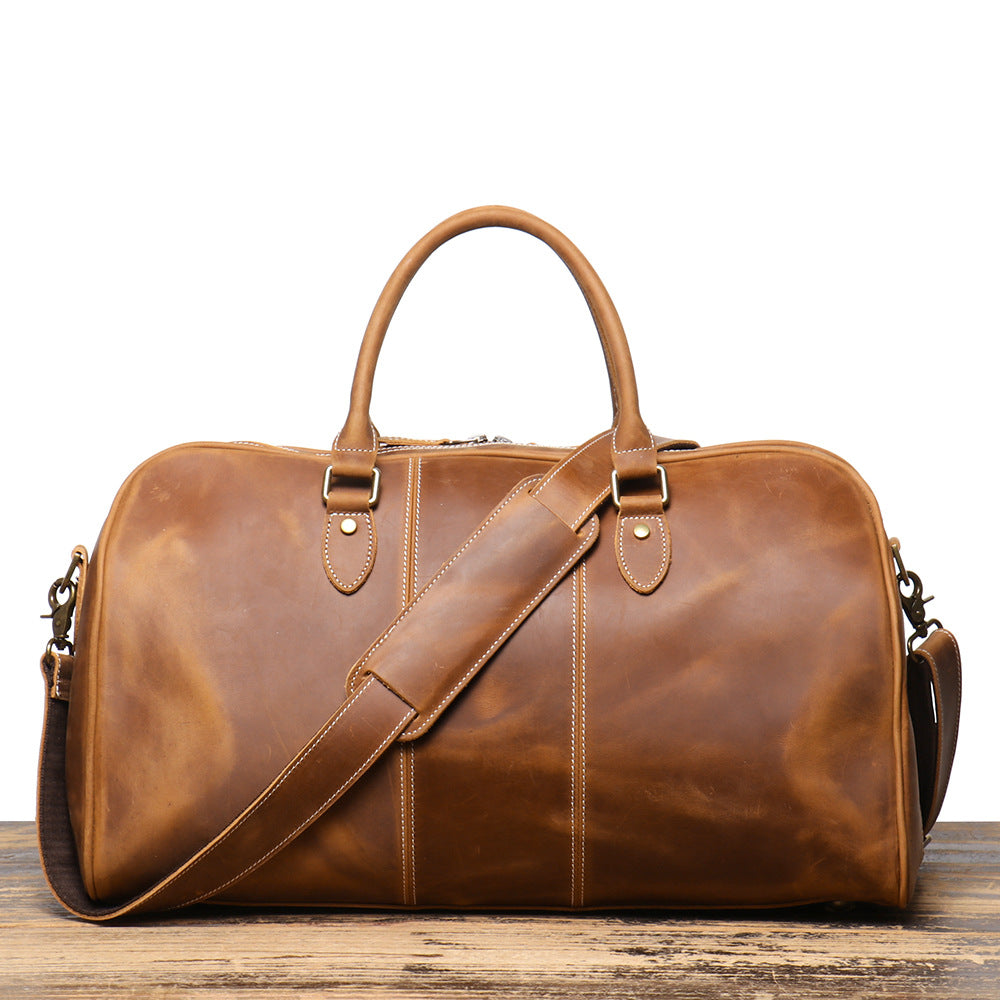 Retro New Men's Genuine Leather Portable Travel Bag | EX-STOCK Canada