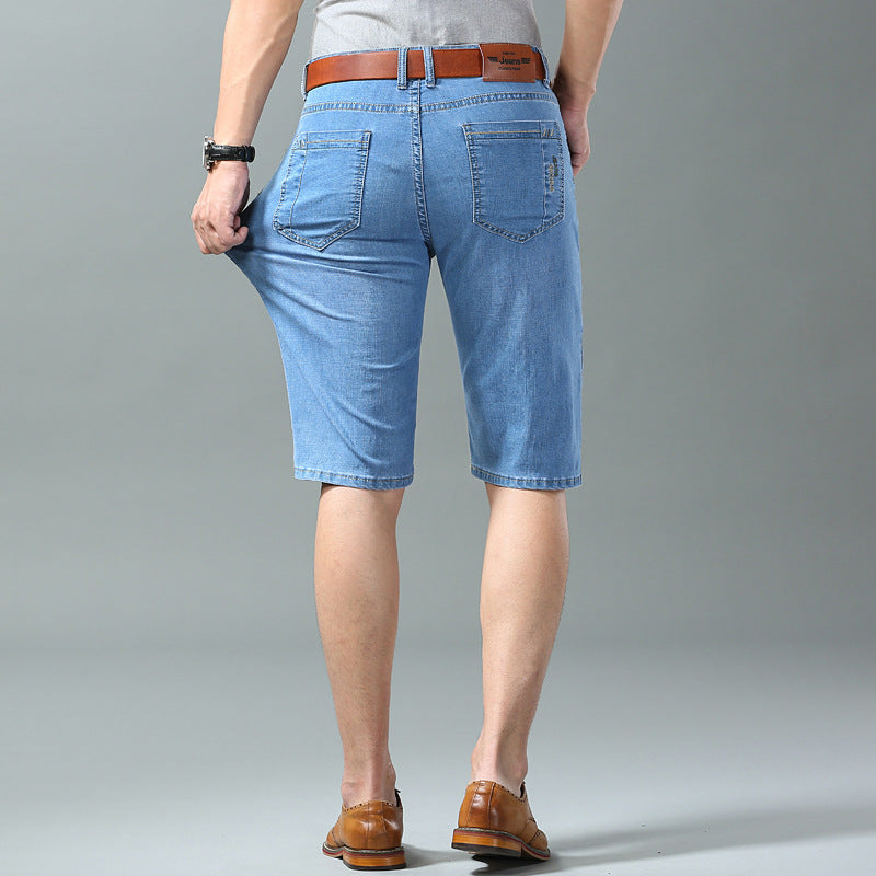 Men's Ice Silk Stretch Denim Shorts – Ultra-Thin Cooling Fit | Black, Blue, Light Blue | Sizes 28–40 7