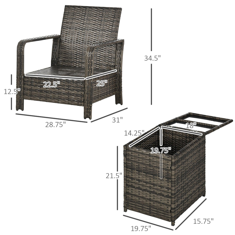 3 Piece Patio Furniture, PE Wicker Storage Table & Chairs, Beige EX-STOCK Canada