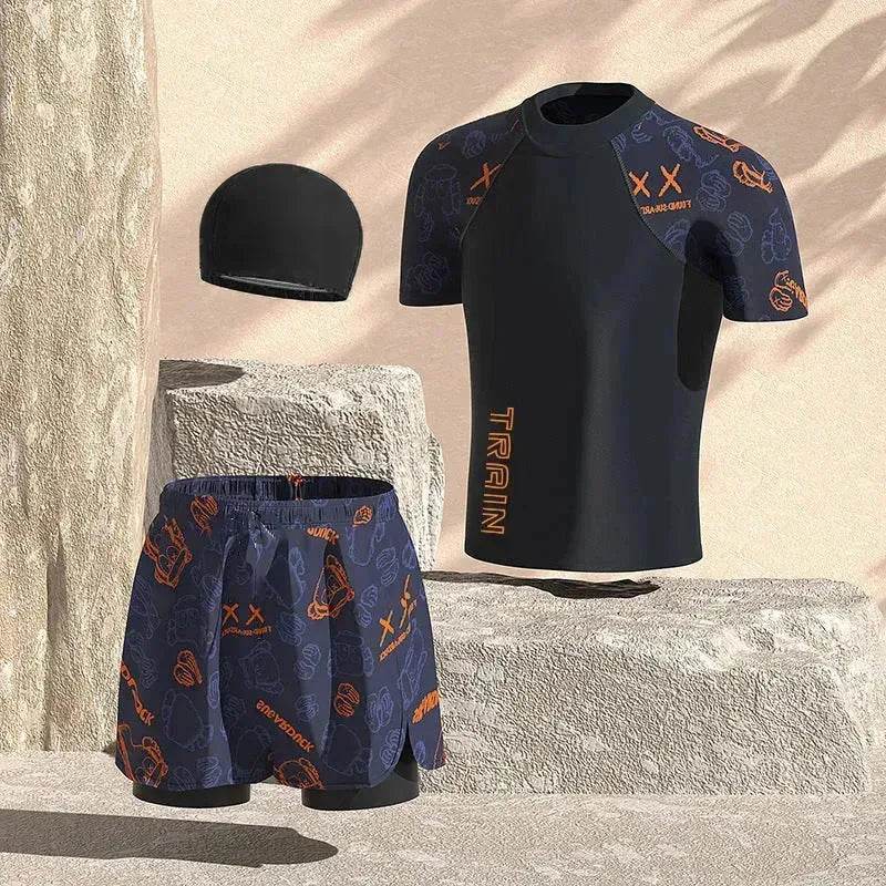 Older Boys Fashion Printed Casual Swimsuit Suit Two piece for boys Swimwear for boys - EX-STOCK Canada