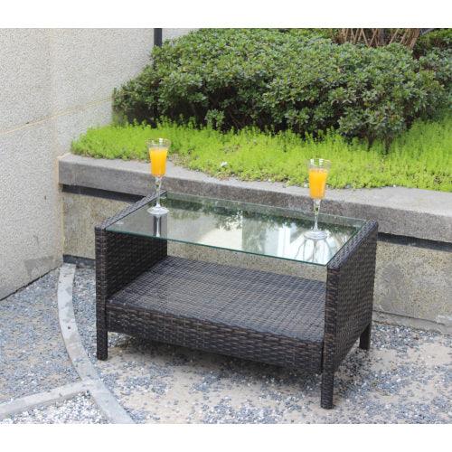 Table basse de mobilier de patio extérieur avec verre trempé clairEX-STOCK Canada