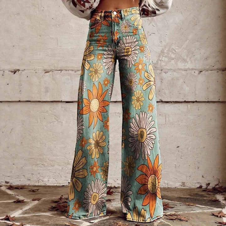 Plus-size Womens Casual Pants Lightweight Denim-look