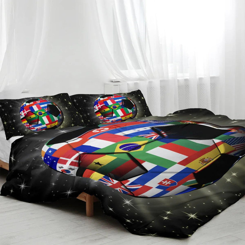 3D Soccer Ball Bedding Set Football World Flags Print Duvet Cover Sets For Teen Boys Sports Bedding Sets Universe Stars Black Bed Quilt Cover EX-STOCK Canada