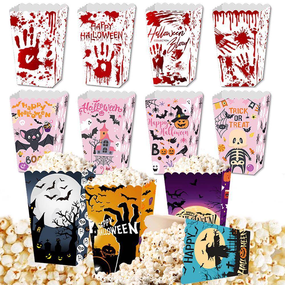 Halloween Popcorn Boxes In 3 Designs. Halloween Party Supplies In 3 Styles, 4 Of Each Style, 12 In Total - EX-STOCK Canada