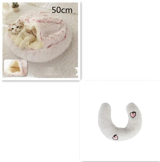 Cama para Perros y Gatos 2 en 1 Cama de Invierno para Mascotas Redonda de Felpa Cálida Suave Cama de Felpa Larga para Mascotas Productos para MascotasEX-STOCK Canada