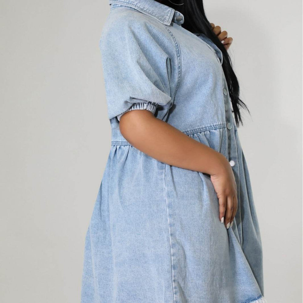Women's Casual Cardigan Lapel Shirt Denim Dress - EX-STOCK Canada