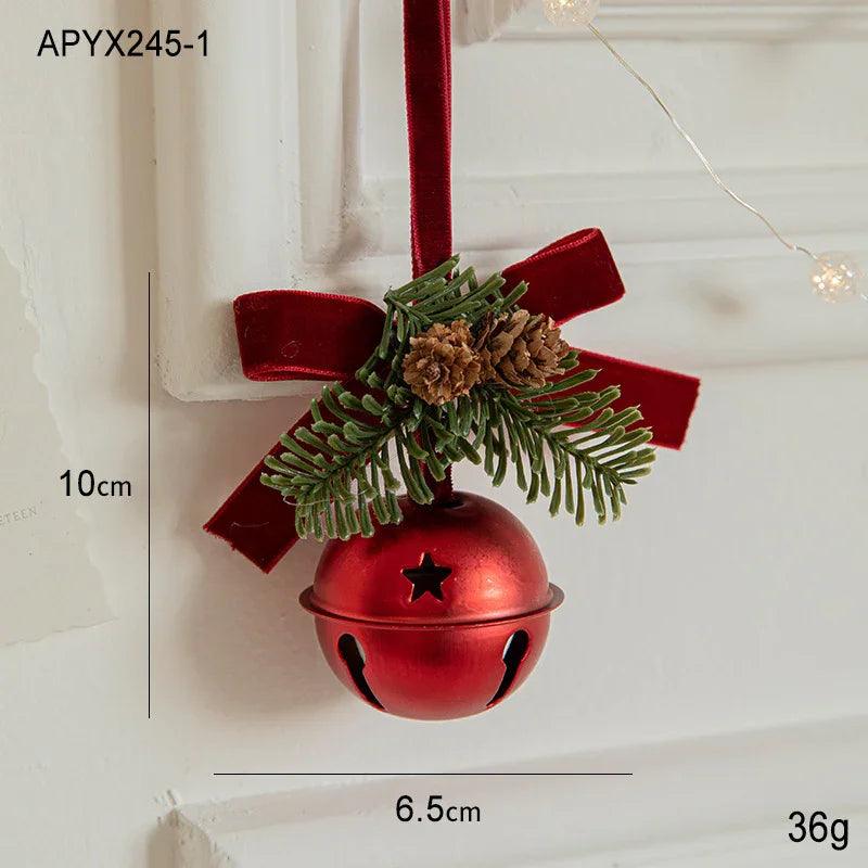 Petite pièce suspendue en forme de cloche de Noël avec nœud en veloursEX-STOCK Canada