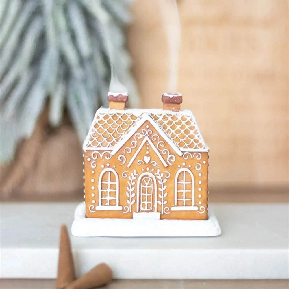 Christmas Snow Top Resin Ginger Cake Cottage Incense Burner - EX-STOCK Canada