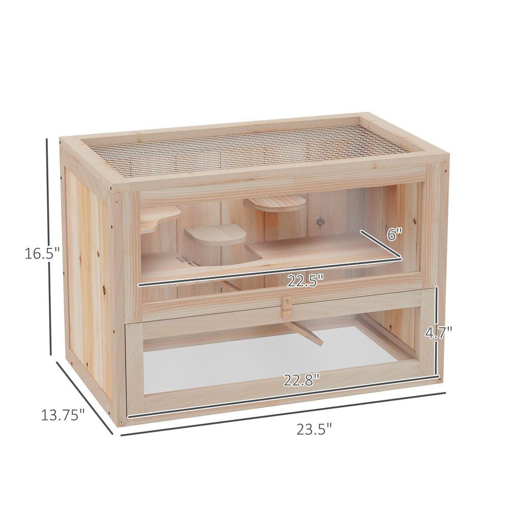 2- Tier Wooden Crafted Hamster Rodent Habitat Cage - EX-STOCK Canada