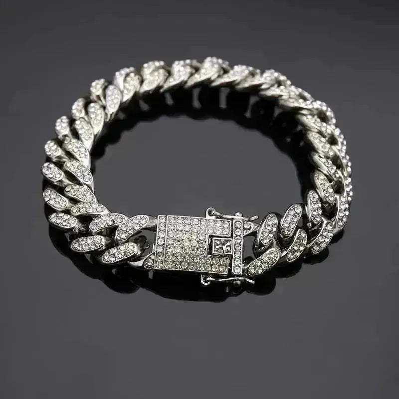 Bracelet cubain Diamond Cuban Link Chain Hiphop Bijoux