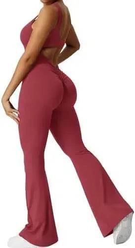 Women Sleeveless Flare Long Pant Yoga Fitness Jumpsuits - EX-STOCK Canada