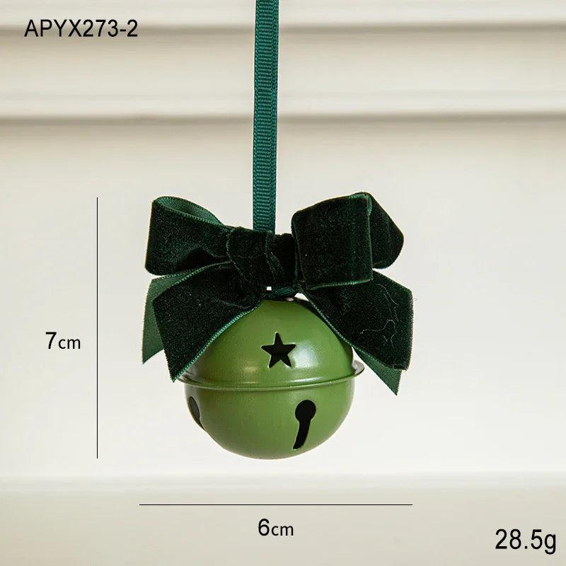 Petite pièce suspendue en forme de cloche de Noël avec nœud en veloursEX-STOCK Canada