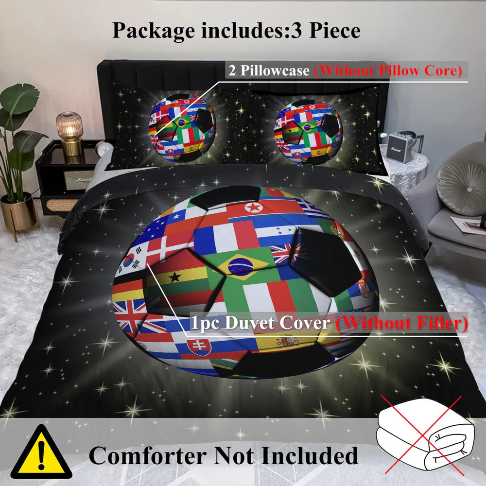 3D Soccer Ball Bedding Set Football World Flags Print Duvet Cover Sets For Teen Boys Sports Bedding Sets Universe Stars Black Bed Quilt Cover EX-STOCK Canada
