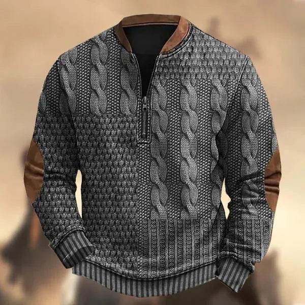 Printed Men's 3D Half Placket Zipper Sweatshirt Pullover - EX-STOCK Canada